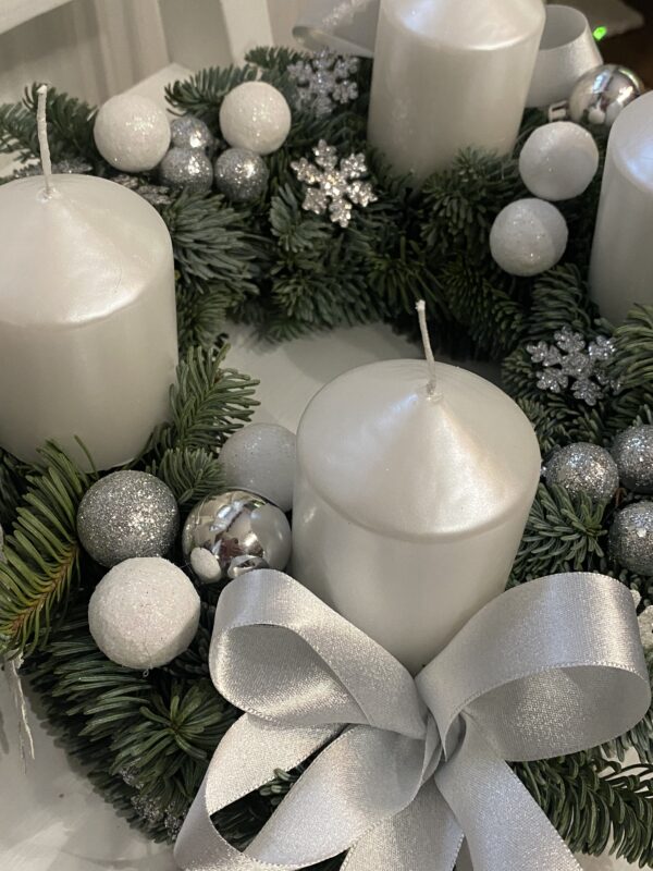 Adventní věnec-bílo šedý - Image 3